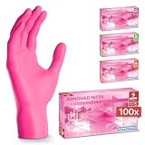 100x ARNOMED® Guantes nitrilo talla S Rosa, Guantes desechables quirurgicos y laboratorio, Luvas nitrilo descartaveis sin polvo y látex, Manoplas nitrilo en XS, S, M, L, XL, XXL