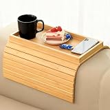 Euablfo Reposabrazos para Bandeja de Sofá, Bandeja Plegable de Madera Antideslizante para Sofá, Bandeja para Respaldo de Sofá, Bandeja para Reposabrazos, para Sofá, Mesa Auxiliar, Sillón
