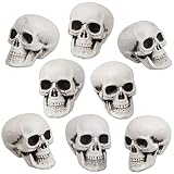 Fangoo 8 Piezas Calaveras de Halloween Realista Buscando pequeñas Cabezas de cráneos Miedo de Halloween cráneo Humano Cabeza del cráneo de plástico para la Fiesta de casa Foto Prop decoración