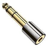 MOSWAG Adaptador Audio 6.35 mm a 3.5 mm, Adaptador Jack a Mini Jack Estéreo para Cables de Guitarra, Teléfonos Móviles, Computadoras de Escritorio (1 Pack)