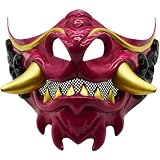 Máscaras De Plástico De Medio Rostro De Samurái Oni, Máscara De Demonio Hannya, Máscara De Guerrero Japonés para Disfraces De Halloween, Cosplay Y Accesorios para Fiestas.