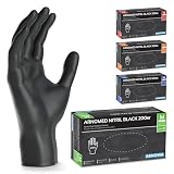 ARNOMED Guantes nitrilo M, 200 uds/caja, guantes nitrilo talla S, M, L o XL, guantes nitrilo negro, guantes de nitrilo sin polvo y látex, guantes negros nitrilo, guante nitrilo, guantes nitrilo negros