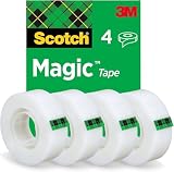 Scotch Cinta Mágica - 3 Rollos de 19 mm נ25 m - Cinta Adhesiva de Uso General para Reparación, Etiquetado y Sellado de Paquetes y Documentos