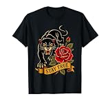 Panther Rose Traditional Tattoo Flash Stay True Old School Camiseta gráfica económica