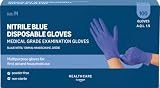 by Amazon Guantes Desechables de Nitrilo Azules, sin Polvo, sin Látex, Talla M, Paquete de 100