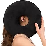 ODOXIA Almohada para Piercing Oreja | Almohada con Agujero para la Oreja | Relleno Ajustable | para Dormir de Lado | Alivio del Dolor por CNH Donut Pillow (Black)