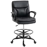 HOMCOM Silla de Escritorio Alta, Silla de Dibujo Ergonómica Negro
