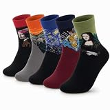 Simpeak Lote de 5 Pares Calcetines de Algodón con Obras de Arte Famosas
