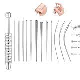 13 piezas piercing kit, pinzas piercing y agujas 14G-20G para reja, nariz