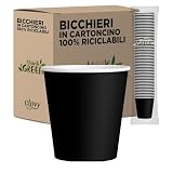 cubex professional® - Kit de 500 vasos reciclables de cartón negros, 75 ml, para café, agua o bebidas calientes y frías
