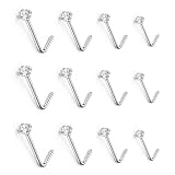 iwui 12 Piezas Piercing Nariz Acero Quirúrgico Plata, 1.5mm 2mm 2.5mm 3mm