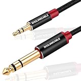 SHULIANCABLE Cable Jack 3.5mm a 6.35mm, Cable Audio Estéreo HiFi, para Guitarra, Mezclador, Amplificador, Altavoces (2M)