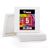 Zenacolor Set de 5 Lienzos para Pintar de 20x20cm - Canvas Lienzo - para Todo Tipo de Pintura: Acrílico, Oleo, Acuarela - Lienzos 100% Algodón sin Ácidos con Bastidor de Madera para Telas Blancas