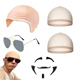 S.F.Pachira 5 Piezas Calva Disfraz, Gorra Calva de látex para Adultos, Accesorios para disfraz de cabeza calva de látex para adultos y adolescentes, Gorra de Calavera Sombrero de Cosplay Carnaval