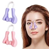 Set de 2 Clips de Nariz Corrector y Modelador de Nariz de Silicona Suave, Levantador de Puente Nasal sin Dolor para Perfilado y Adelgazamiento de Nariz, Dispositivo de Belleza Facial, Rosa y Púrpura