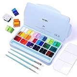 ARTFLY HIMI - Juego de pintura gouache, 36 colores x 12 ml, diseño de taza de gelatina doble con 3 pinceles de pintura y una paleta en una funda de transporte, perfecto para artistas, estudiantes