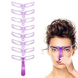 OUDQFCJ 8 Piezas Plantillas Reutilizables para Cejas para Principiantes, Sello de Cejas DIY, Pinceles para Cejas, Tarjeta de Plantilla 3D para Maquillaje de Cejas