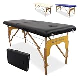 Mobiclinic®, Camilla de Masaje Plegable, CM-01 Basic, Mesa, Profesional, Portátil, Madera, 2 Cuerpos, Marca Española, Regulable, 180x60 cm, Negra