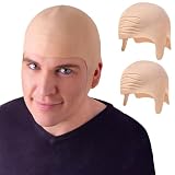 TNSOYCA 2 Piezas Gorro de Calva de Látex Disfraz para Adultos,Gorra Calva Gorro,Cabeza de Calva de Maquillaje Accesorios de Halloween, Carnaval, Cosplay