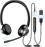 New Bee Auriculares para Ordenador con micrófono, USB Tipo C, 3,5 mm