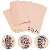 NAQASE Reel Skins - 12 piezas de piel falsa para práctica de tatuajes, almohadillas de silicona suave de doble cara de 8 x 6 x 0.04 pulgadas, piel sintetica tatuaje pieles sintéticas tatuaje para