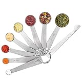 Vicloon Cucharas Medidoras y Regla de Medición, Juego 9 Piezas, 18/8 Material de Acero Inoxidable, para Medir Líquidos y Los Ingredientes Secos