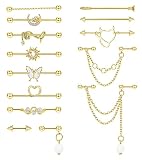 Adramata Pendientes Industrial 14G 16G Acero Quirúrgico para Mujer y Hombre - Piercing Cartílago Helix Oro Plata Joyas