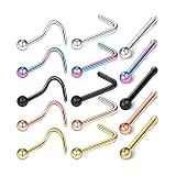 BDEPSTR 15 Piezas Piercing de Nariz Esférico - Acero Quirúrgico Hipoalergénico, Plata/Oro, Discreto & Elegante, para Hombres & Mujeres, Piercing Nostril
