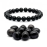 obsidiana® - Pulsera Obsidian piedras naturales semipreciosas energeticas para mujer y hombre - Hilo elastico con cuentas de bolas 8 mm - Cristales curativos sanacion y curacion (Obsidiana Negra)