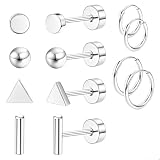 Piercing Oreja Quirurgico 6 Pares Pendientes Acero Quirurgico Pendientes de Aro de Cartílago Hipoalergénicos para Mujeres y Hombres, Perfecto para Regalos