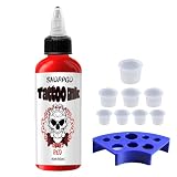 SHOPPGO Tinta Tatuaje Profesional, Tinta Roja Tattoo 90ml