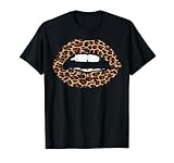 Leopard Print Lips Sexy Mouth Kiss Animal Lover Women Camiseta