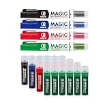 ESENG® Magic WM-218 Marcador para pizarra blanca y cartucho de tinta WM-218T, Paquete incl. marcador (1X4 colores) y cartucho de tinta (1X6 negro+1X6 azul+1X6 rojo+1X6 verde)