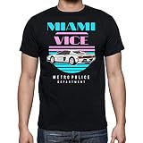 the Fan Tee Camiseta de Hombre Coche Divertida Retro 80 Miami Vice 027 M
