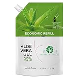Aloe Vera Puro Gel 100% Natural, Cultivo Ecologico Lanzarote, Gel Hidratante Piel y Cabello, Calmante After Sun, Crema Post Depilacion, After Shave, Acondicionador, 1000 ml