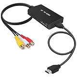 RCA to HDMI Converter, AV to HDMI Adapter, AV Composite CVBS Video Audio Converter Adapter Supporting 1080P for PS2/PS3/ STB/Xbox VHS/VCR/Blue-Ray DVD Players