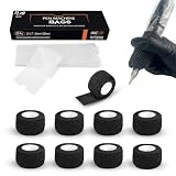 EZ Cubiertas para Máquinas de Tatuar con Cintas de Agarre - 9piezas (2.5cmx4.5m) Tattoo Grip Tape con 200piezas (6cmx17.8cm) Fundas Desechables para Máquinas de Tatuar