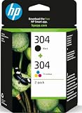 HP 304 Negro y Tricolor, Pack de 2 Cartuchos de Tinta Originales