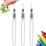 Pinceles Acuarela Recargables, Pluma Acuarela con Depósito Rellenable, Rotuladores de Agua, 3 Piezas