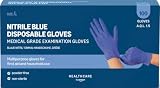 by Amazon Guantes Desechables de Nitrilo Azules, sin Polvo, sin Látex, Talla L, Paquete de 100