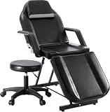 Cama de Masaje Profesional Camilla Masaje Plegable con Taburete Negro