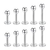 Besyvvin 10 Piezas 16G Labret Piercing Piercing Labret 4Mm 6Mm 8Mm 10Mm 12Mm Acero Quirúrgico Pernos Labret Perforación Del Oído Del Cartílago Del Hélix Del Trago Joyería Piercing