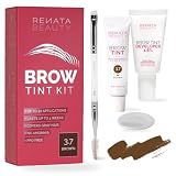 RB RENATA BEAUTY Kit de Tinte de Cejas – Tinte Semipermanente con Desarrollador en Crema 1,8% + Pincel Dual – Sin PPD ni Amoniaco – Dura hasta 4 Semanas – Hasta 20 Aplicaciones [Marrón]