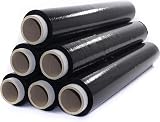 Film 2KG Transparente o Negro para Embalar 50CM x 200M,23 Micras Rollo de Papel Film Resistente de Plástico con Alta Elasticidad para Mudanzas y Envíos (NEGRO, 6 ROLLOS)
