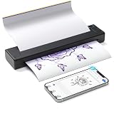 Bisofice Impresora de tatuajes con Bluetooth y 10 papeles de transferencia