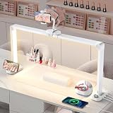 Adonafy Media Luna Lámpara para Uñas: 34' Lampara Media Luna con Soporte - 3 Modos de Color y 10 Niveles de Brillo Ajustables para Manicura (Blanco)