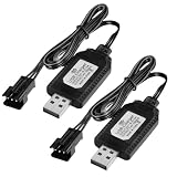 2PCS 7,4V USB Cable Cargador 7.4V Lipo Battery Charger USB con Conector Cable SM-3P para Batería LiPo 1000mA Compatible Coche Barco RC Avión Drone Maquetas de Control Remoto