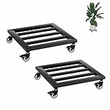 Aufun - Juego de 2 bases rodantes para plantas, metálicas, 30 cm, con ruedas con cerradura, rodillo para flores, bandeja rodante para plantas, para interior y exterior, casa y jardín, Tipo A