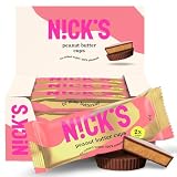 NICKS Peanut Butter Cups, Bombones de Mantequilla de Cacahuete y Chocolate Sin Azúcar, Bajos en Carbohidratos (1,8 Net Carbs), Sin Gluten, Sin Aceite de Palma, Snacks Saludables Keto 12x30g (2x1)