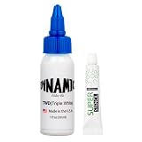 Dynamic Ink Tinta de tatuaje Triple White 30ml + Stencil 5g Incluido - Tinta para tatuajes Profesional, blanca .Original, Fabricada en Estados Unidos (Triple White 30ml)